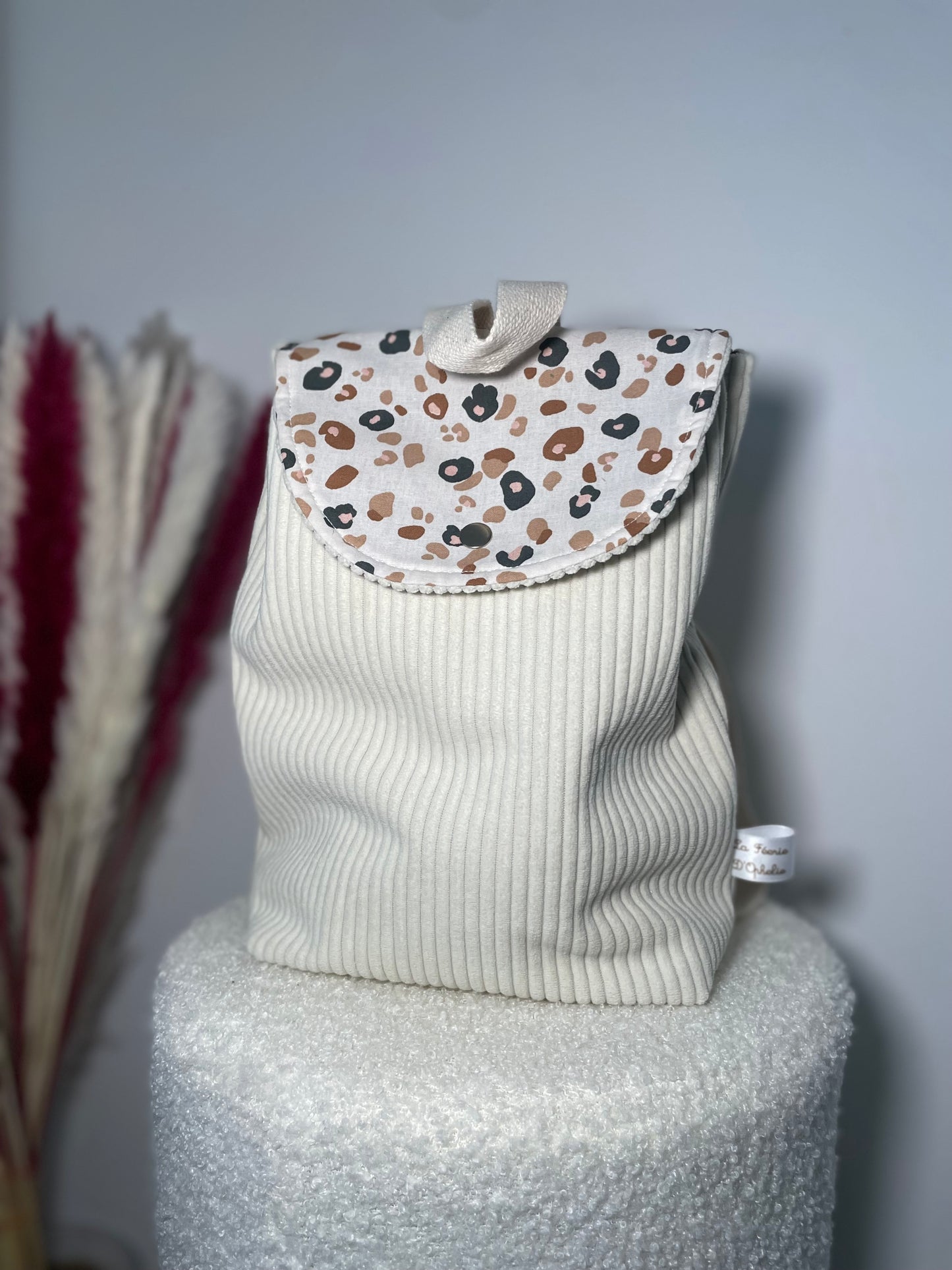 Sac a dos écru / léopard