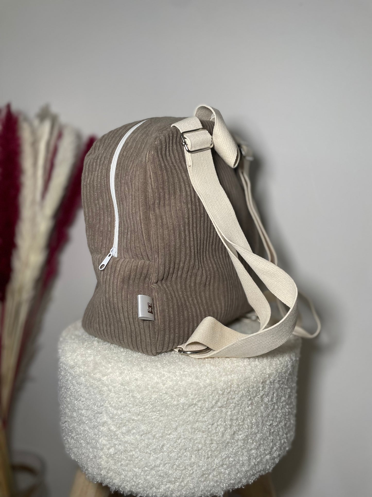 Sac à dos zippé taupe / léopard