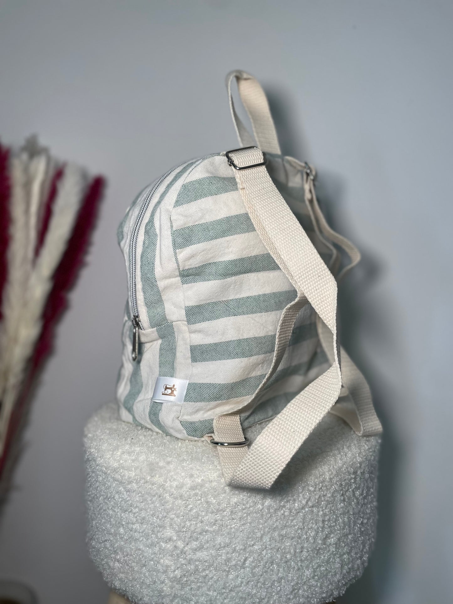 Sac à dos zippé rayé vert