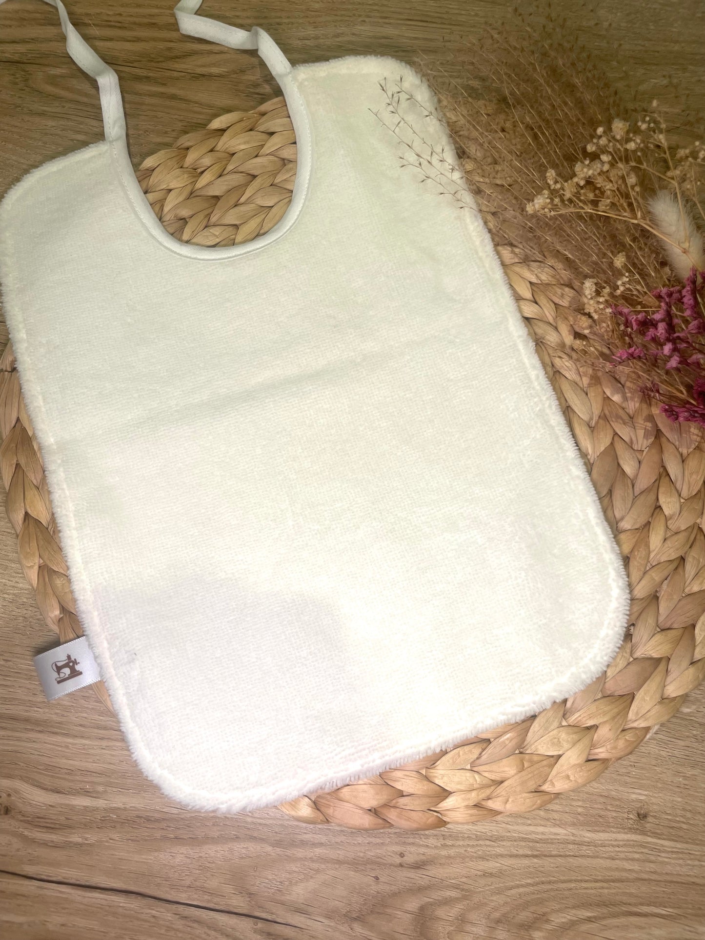 Grand bavoir feuille /ecru