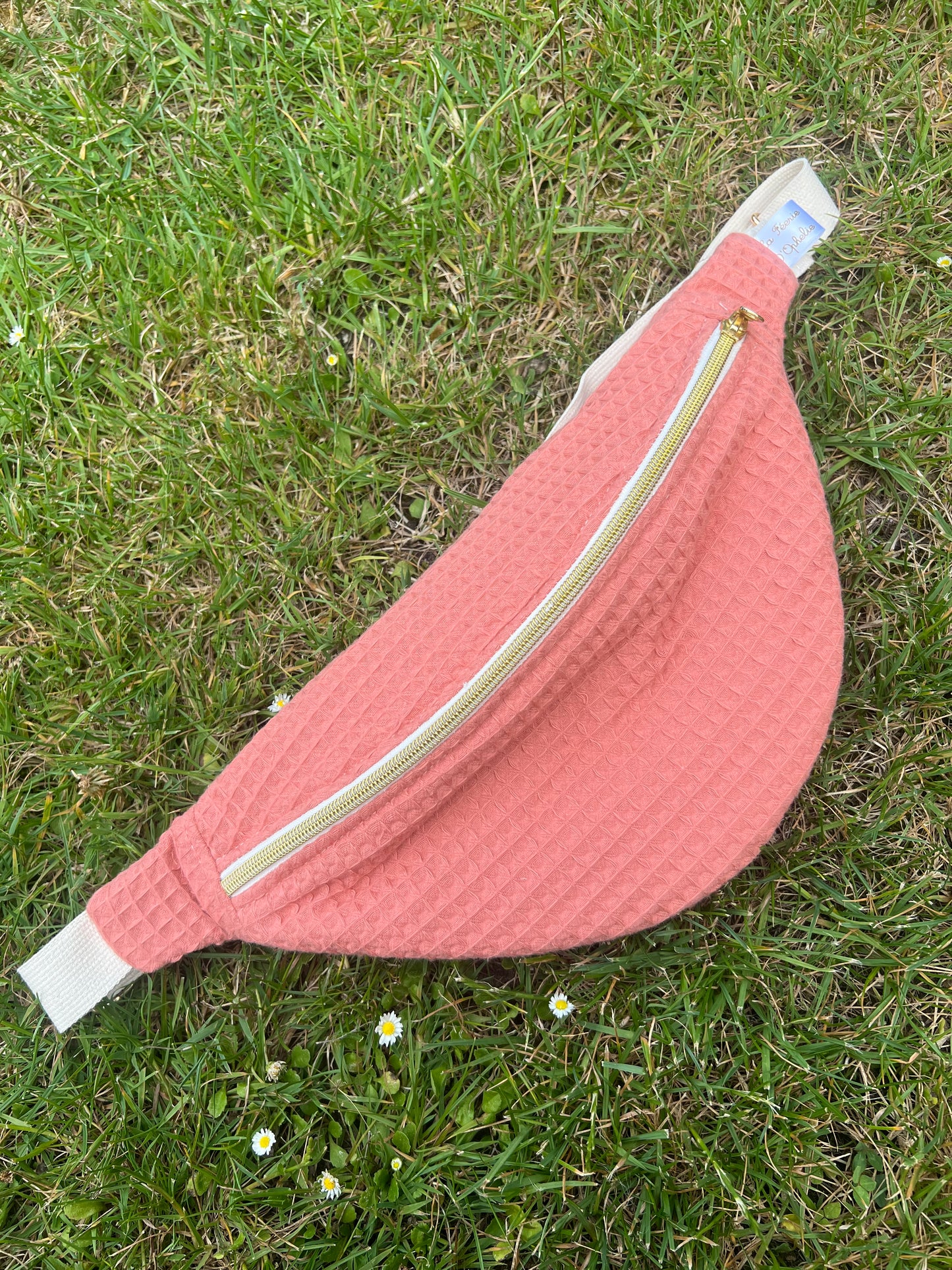 Sac banane nid d’abeille pêche / rose