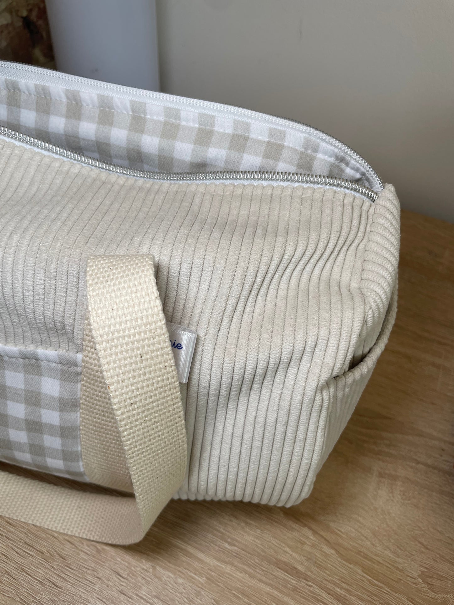 Sac bowling velour beige / vichy