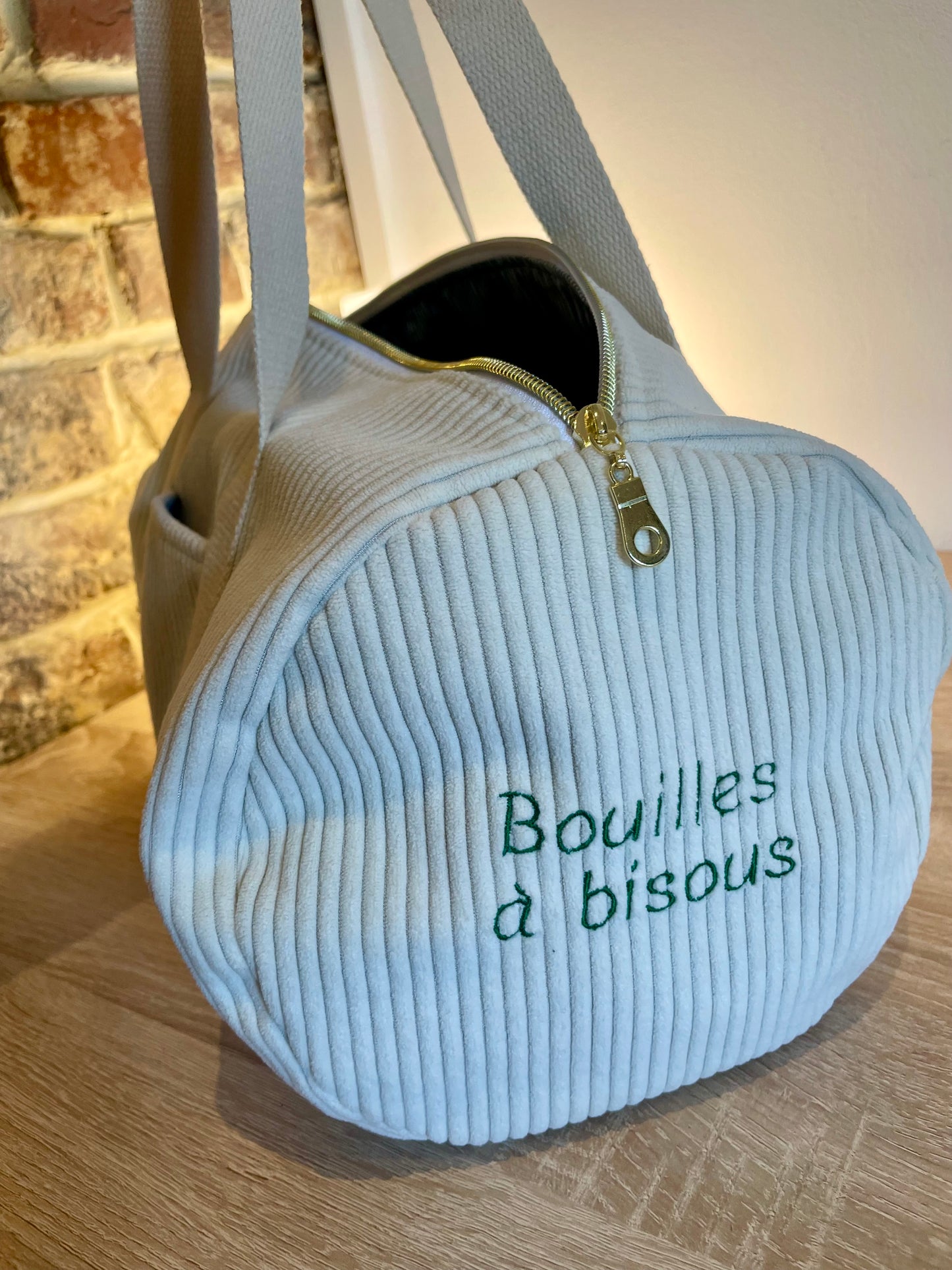 Sac bowling velour Ecru / vichy