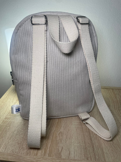 Sac à dos zippé beige et Vichy