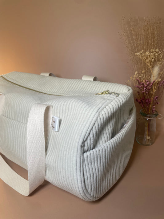 Sac bowling velour Ecru / vichy