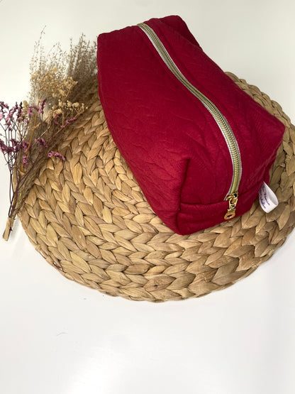 Trousse de toilette tressée rouge