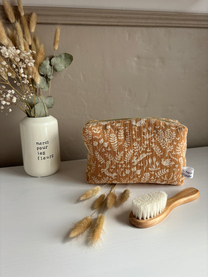 Trousse de toilette gaze de coton forêt caramel