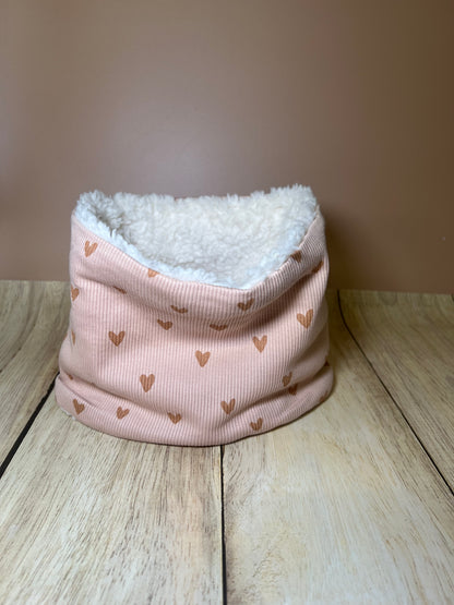 Snood enfant rose pale / coeur