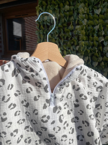 Poncho gaze de coton Leopart avec capuche
