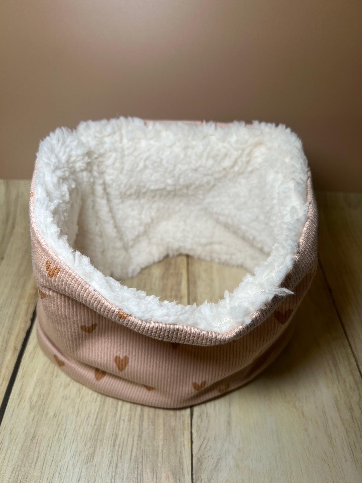 Snood enfant rose pale / coeur