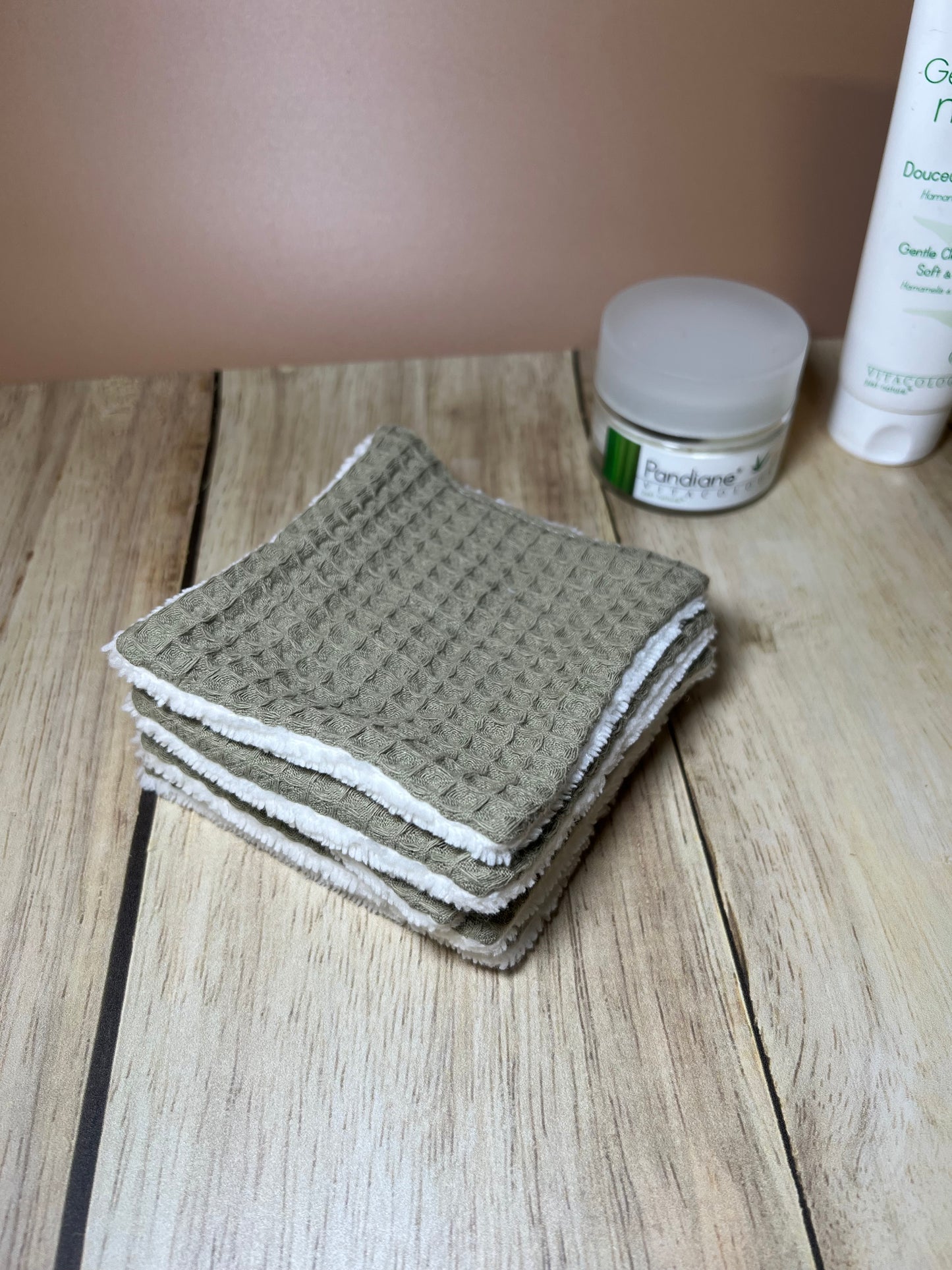 Coton lavable nid d’abeilles vert