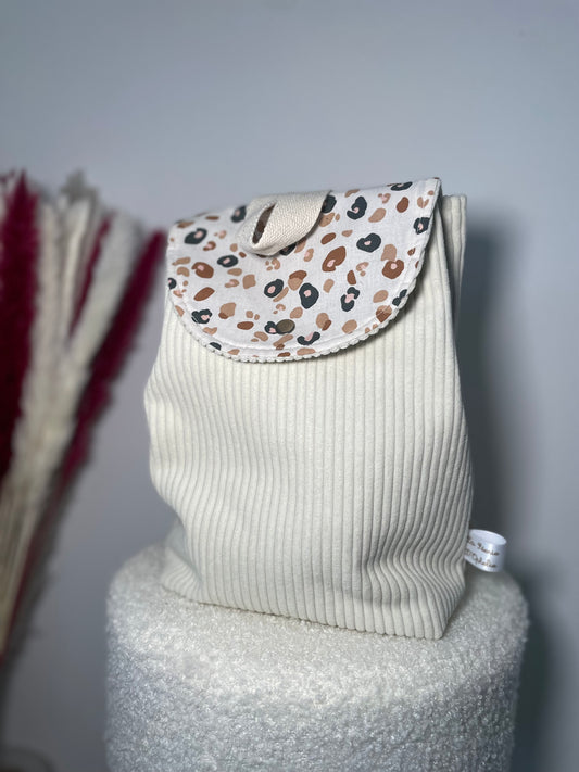 Sac a dos écru / léopard