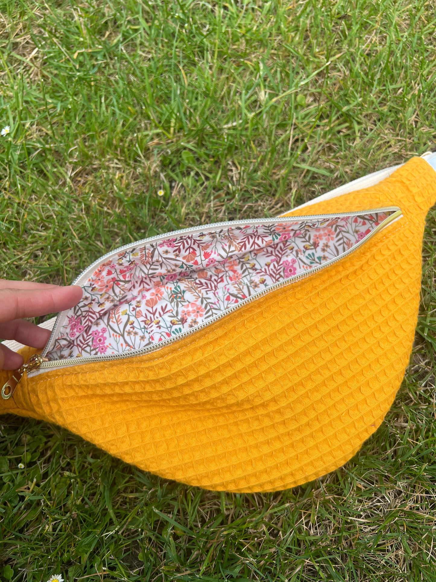 Sac banane nid d’abeille jaune