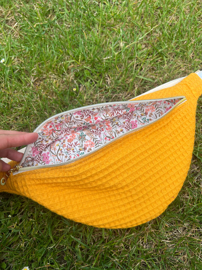 Sac banane nid d’abeille jaune