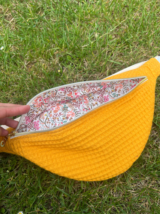 Sac banane nid d’abeille jaune