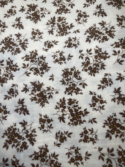 Poncho gaze de coton fleuris marron