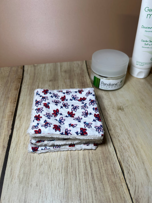 Coton lavable fleurs rouge