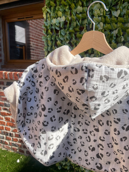 Poncho gaze de coton Leopart avec capuche