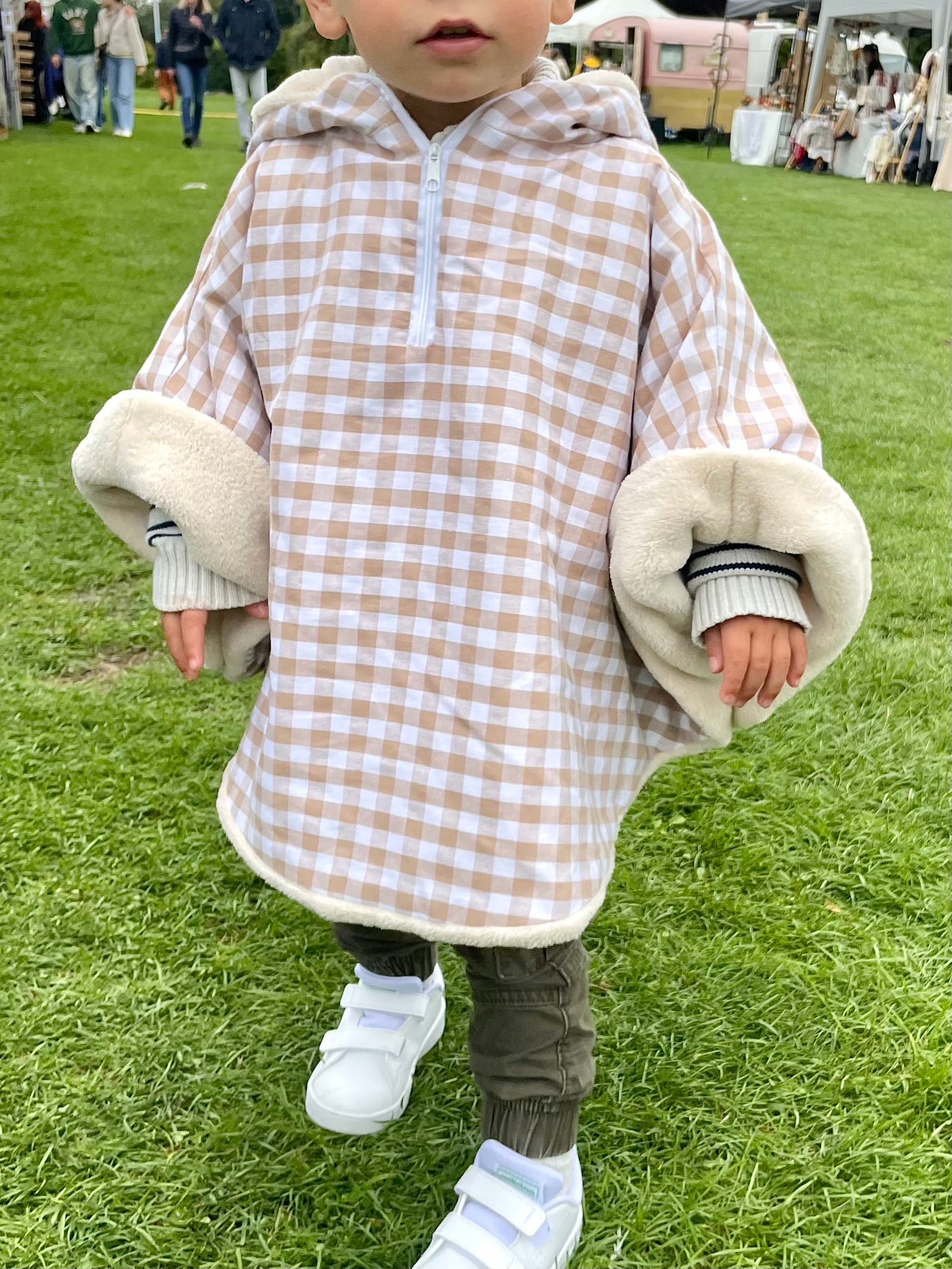 Poncho Vichy beige