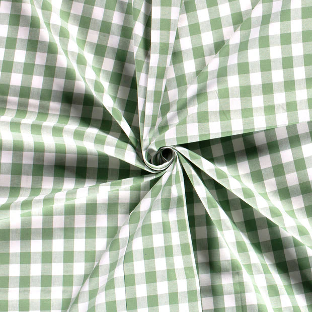 Popeline de coton vichy vert